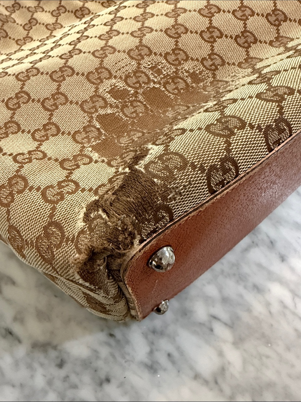 Authentic Gucci Beige/Brown GG Canvas Tote with Leather Accents - Picture 13 of 16